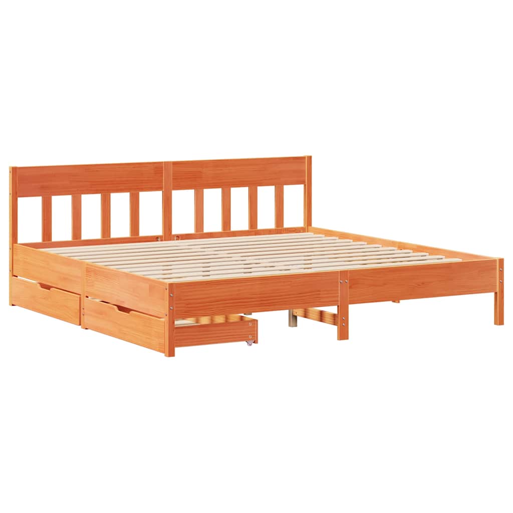 vidaXL Bed Frame without Mattress Wax Brown 200x200 cm Solid Wood Pine