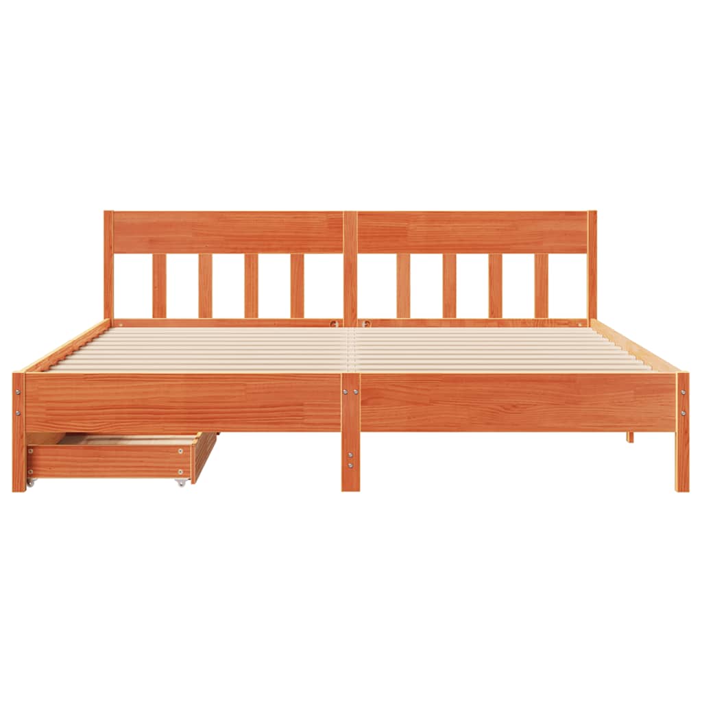 vidaXL Bed Frame without Mattress Wax Brown 200x200 cm Solid Wood Pine