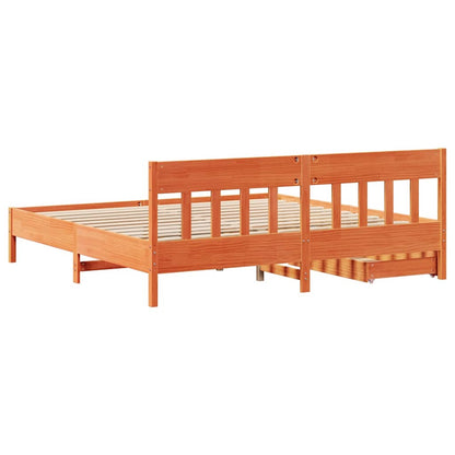 vidaXL Bed Frame without Mattress Wax Brown 200x200 cm Solid Wood Pine