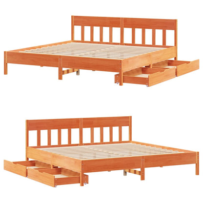 vidaXL Bed Frame without Mattress Wax Brown 200x200 cm Solid Wood Pine