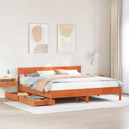 vidaXL Bed Frame without Mattress Wax Brown 200x200 cm Solid Wood Pine