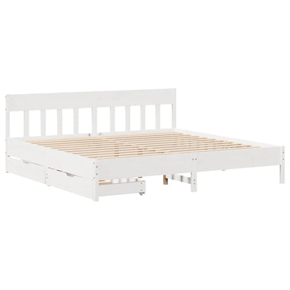 vidaXL Bed Frame without Mattress White 180x200 cm Super King Solid Wood Pine