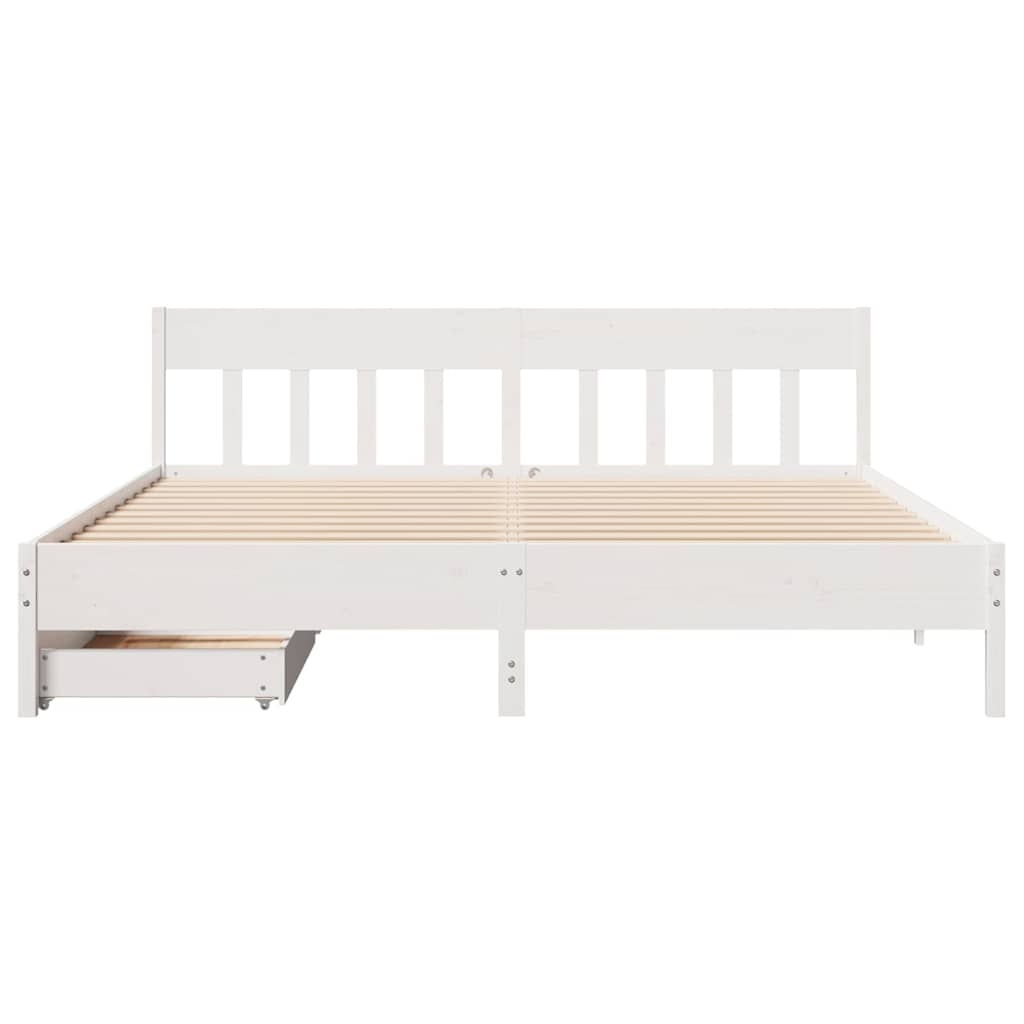 vidaXL Bed Frame without Mattress White 180x200 cm Super King Solid Wood Pine