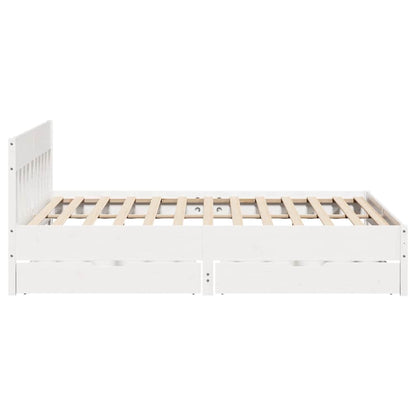 vidaXL Bed Frame without Mattress White 180x200 cm Super King Solid Wood Pine