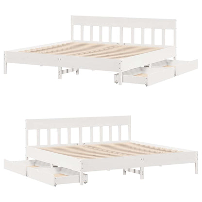 vidaXL Bed Frame without Mattress White 180x200 cm Super King Solid Wood Pine