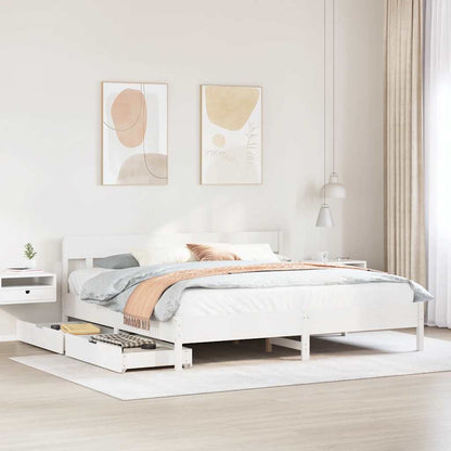 vidaXL Bed Frame without Mattress White 180x200 cm Super King Solid Wood Pine