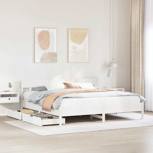 vidaXL Bed Frame without Mattress White 180x200 cm Super King Solid Wood Pine
