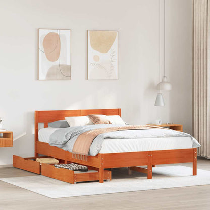 vidaXL Bed Frame without Mattress Wax Brown 160x200 cm Solid Wood Pine