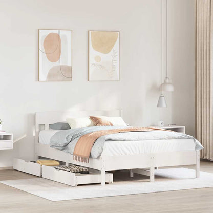 vidaXL Bed Frame without Mattress White 150x200 cm King Size Solid Wood Pine