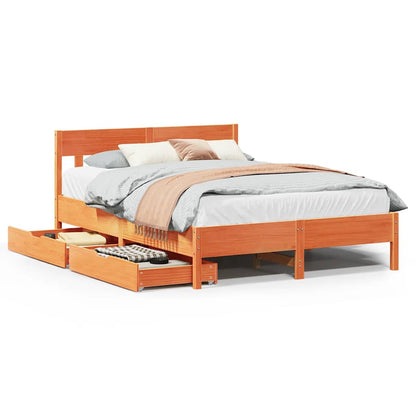 vidaXL Bed Frame without Mattress Wax Brown 140x200 cm Solid Wood Pine