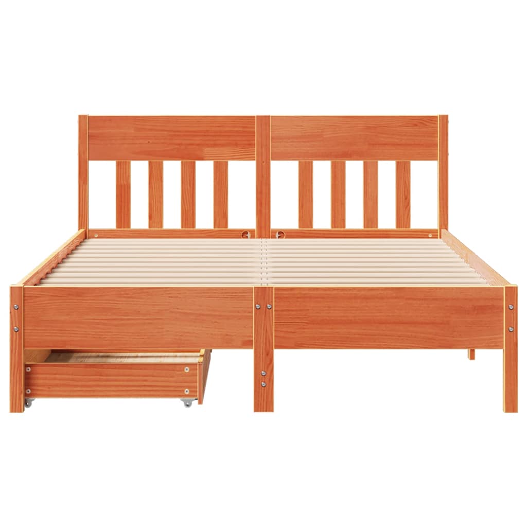vidaXL Bed Frame without Mattress Wax Brown 140x200 cm Solid Wood Pine