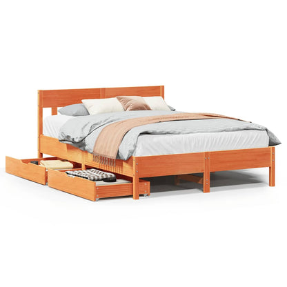 vidaXL Bed Frame without Mattress Wax Brown 120x200 cm Solid Wood Pine