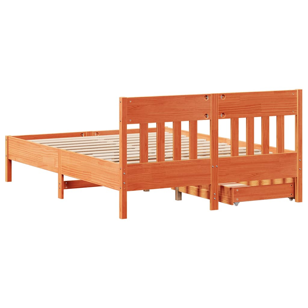 vidaXL Bed Frame without Mattress Wax Brown 120x200 cm Solid Wood Pine