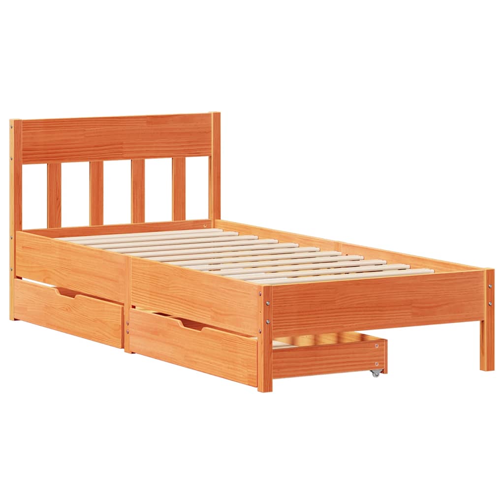 vidaXL Bed Frame without Mattress Wax Brown 100x200 cm Solid Wood Pine