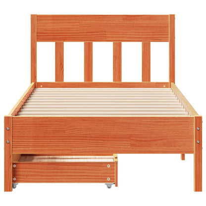 vidaXL Bed Frame without Mattress Wax Brown 100x200 cm Solid Wood Pine
