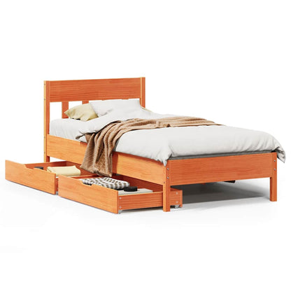 vidaXL Bed Frame without Mattress Wax Brown 90x200 cm Solid Wood Pine