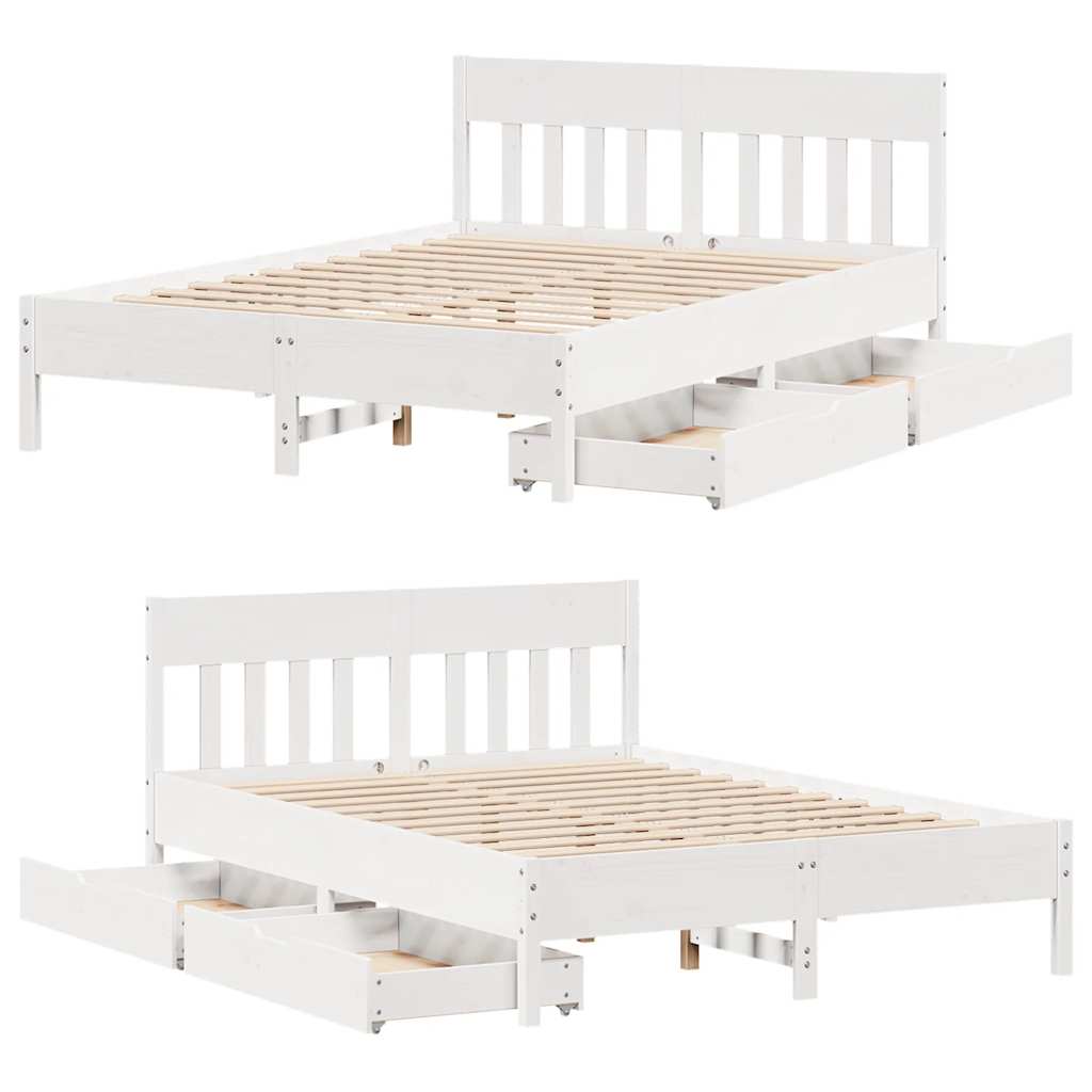vidaXL Bed Frame without Mattress White 140x190 cm Solid Wood Pine