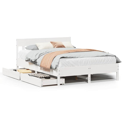 vidaXL Bed Frame without Mattress White 135x190 cm Double Solid Wood Pine