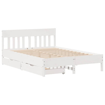 vidaXL Bed Frame without Mattress White 135x190 cm Double Solid Wood Pine