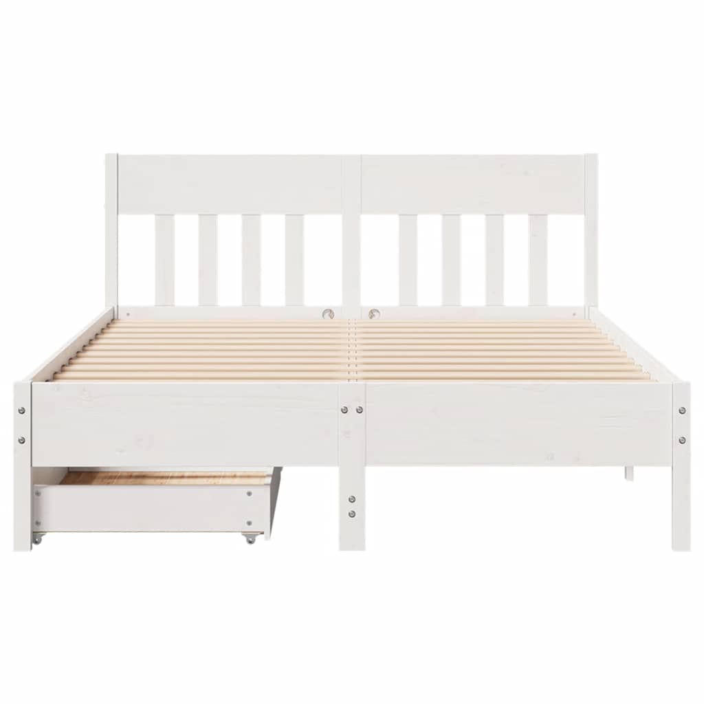 vidaXL Bed Frame without Mattress White 135x190 cm Double Solid Wood Pine