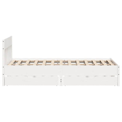 vidaXL Bed Frame without Mattress White 135x190 cm Double Solid Wood Pine