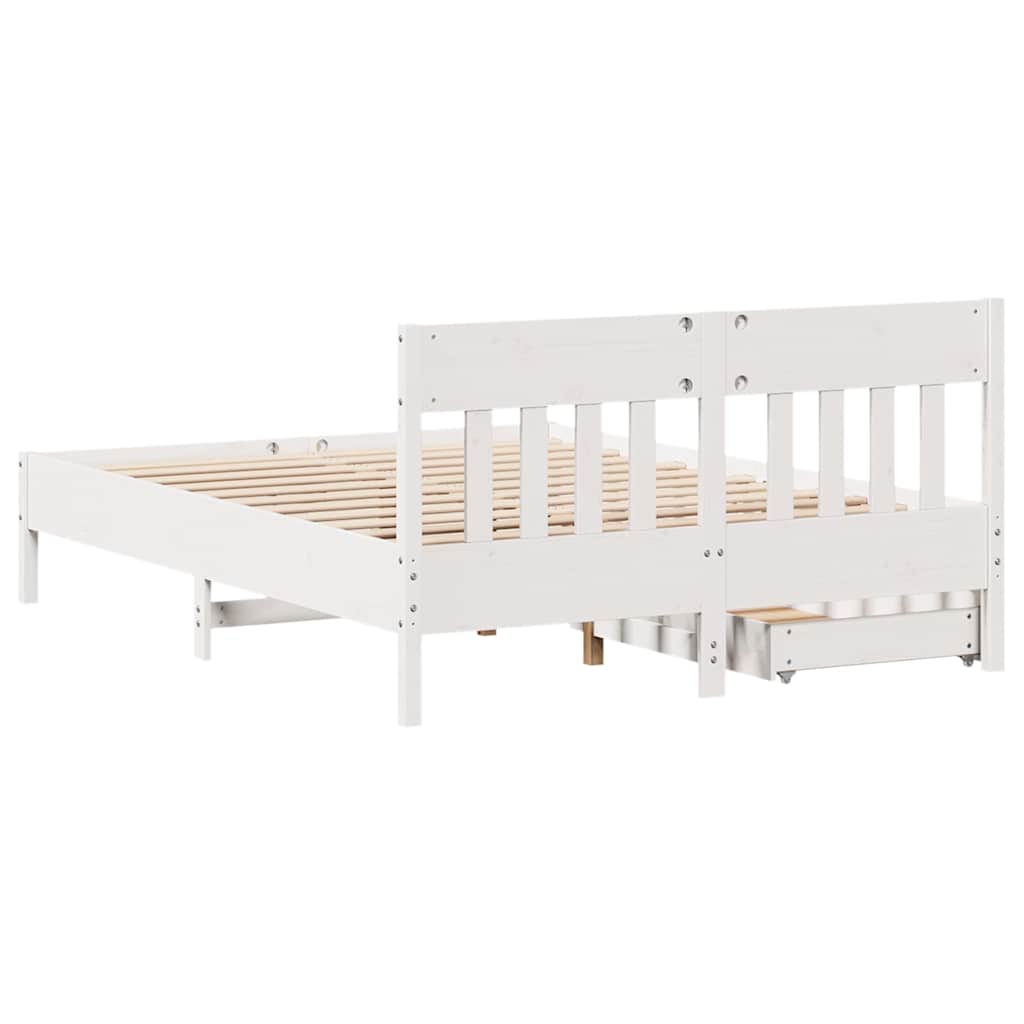vidaXL Bed Frame without Mattress White 135x190 cm Double Solid Wood Pine