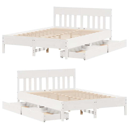 vidaXL Bed Frame without Mattress White 135x190 cm Double Solid Wood Pine