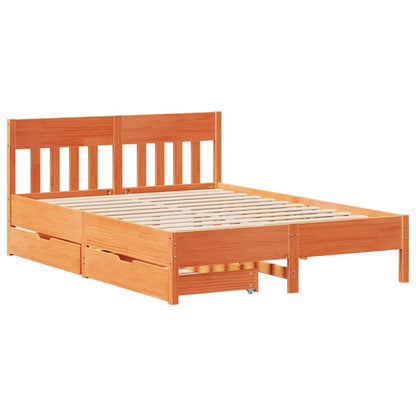 vidaXL Bed Frame without Mattress Wax Brown 135x190 cm Double Solid Wood Pine
