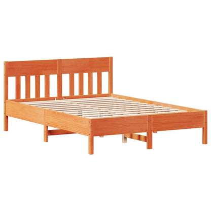 vidaXL Bed Frame without Mattress Wax Brown 135x190 cm Double Solid Wood Pine