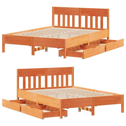 vidaXL Bed Frame without Mattress Wax Brown 135x190 cm Double Solid Wood Pine