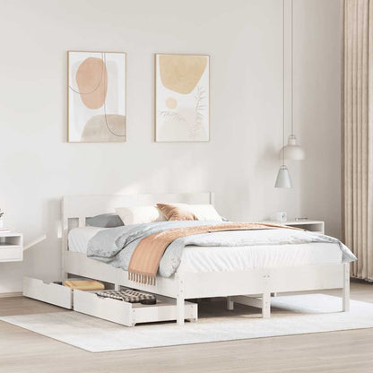 vidaXL Bed Frame without Mattress White 120x190 cm Small Double Solid Wood Pine