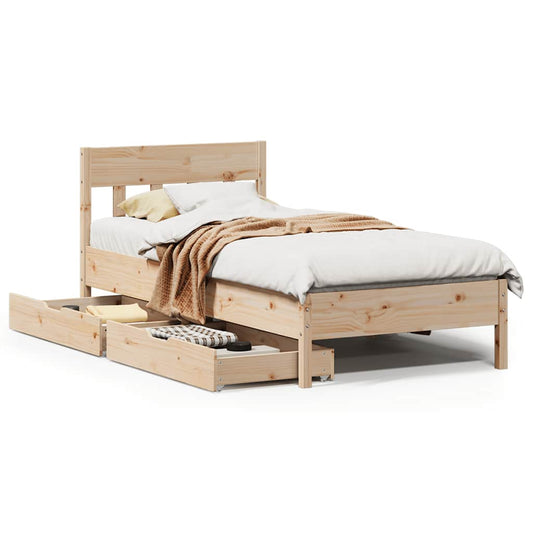 vidaXL Bed Frame without Mattress 75x190 cm Small Single Solid Wood Pine