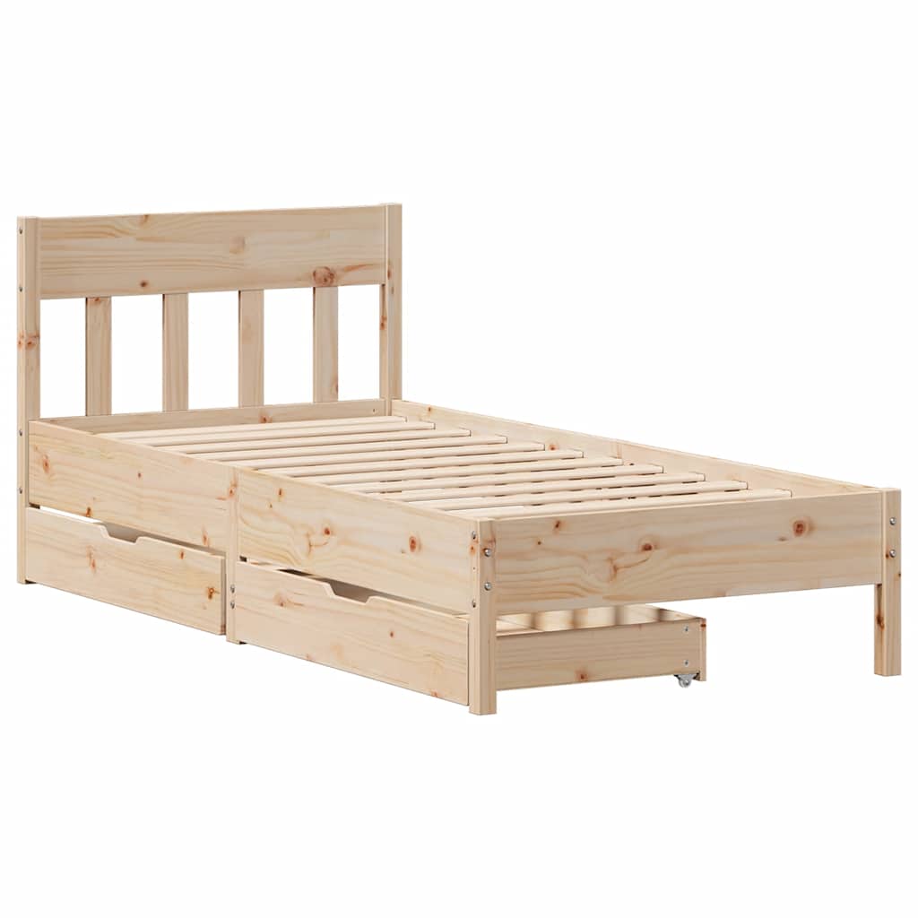 vidaXL Bed Frame without Mattress 75x190 cm Small Single Solid Wood Pine