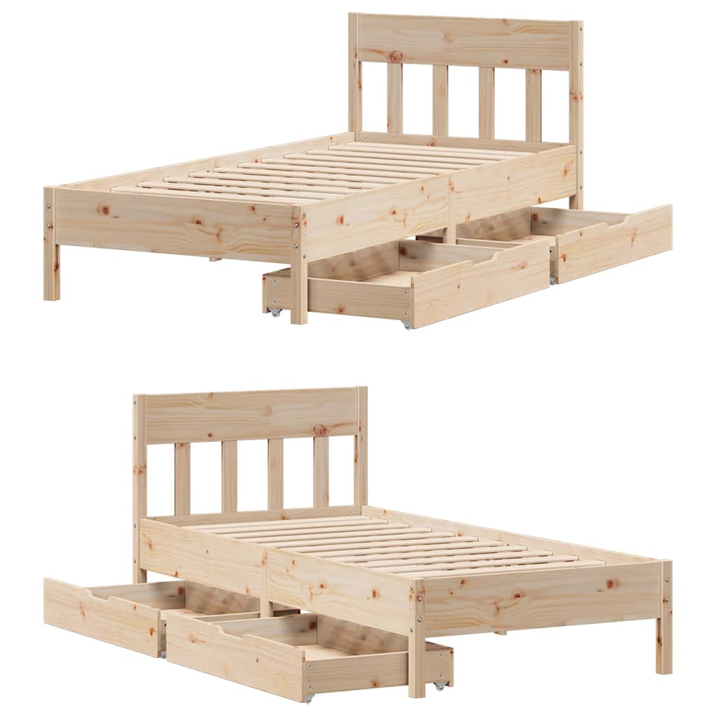 vidaXL Bed Frame without Mattress 75x190 cm Small Single Solid Wood Pine
