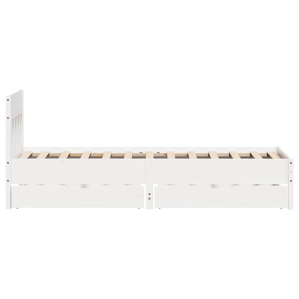 vidaXL Bed Frame without Mattress White 75x190 cm Small Single Solid Wood Pine