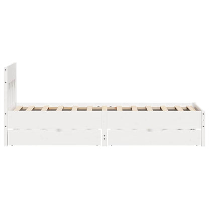 vidaXL Bed Frame without Mattress White 75x190 cm Small Single Solid Wood Pine