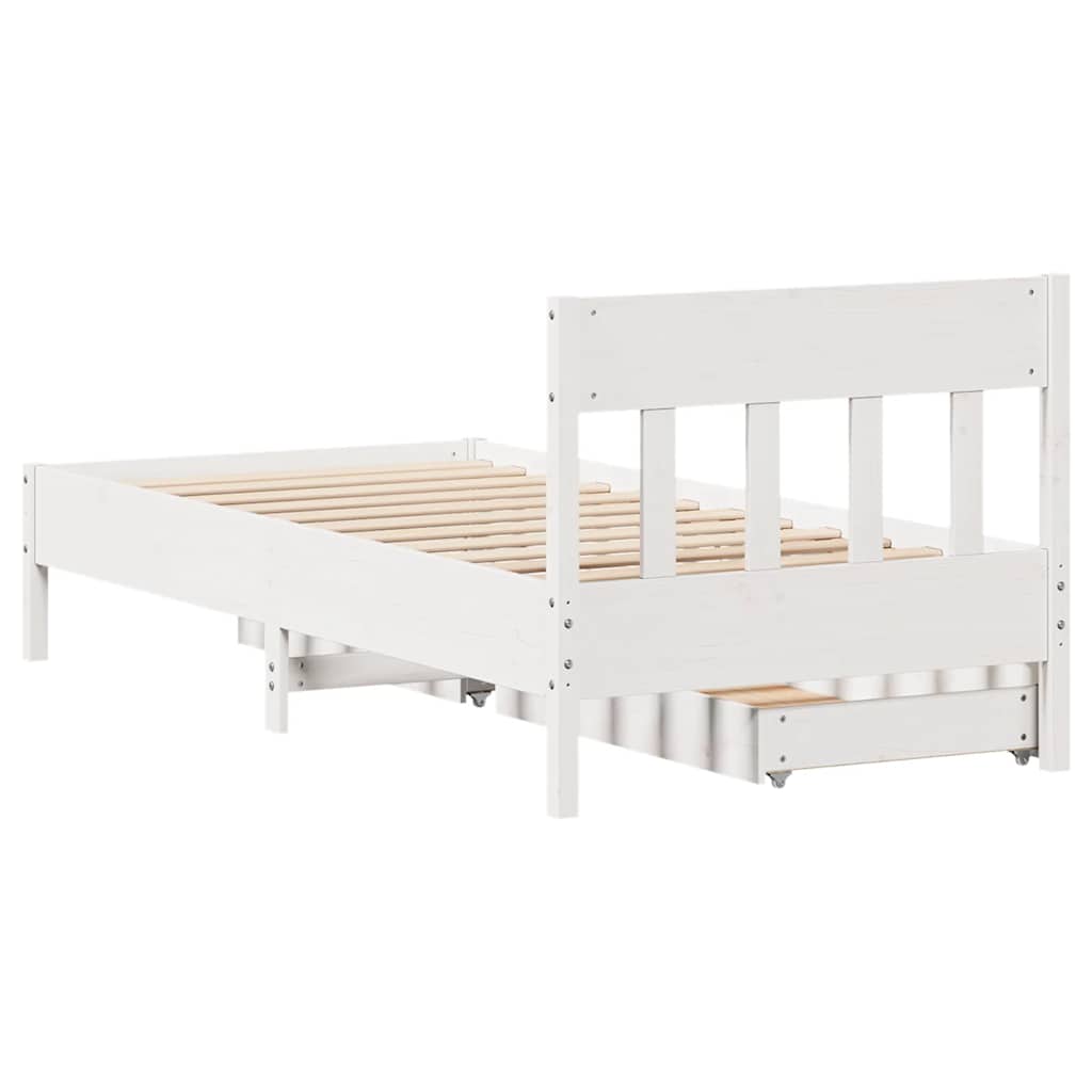 vidaXL Bed Frame without Mattress White 75x190 cm Small Single Solid Wood Pine