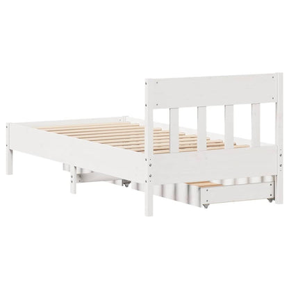 vidaXL Bed Frame without Mattress White 75x190 cm Small Single Solid Wood Pine