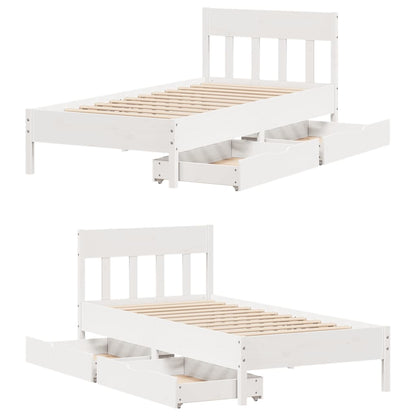 vidaXL Bed Frame without Mattress White 75x190 cm Small Single Solid Wood Pine