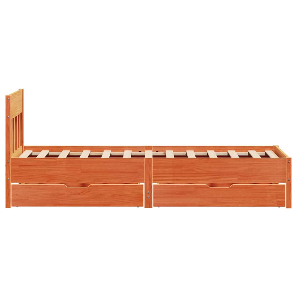 vidaXL Bed Frame without Mattress Wax Brown 75x190 cm Small Single Solid Wood Pine