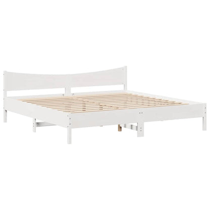 vidaXL Bed Frame with Drawers White 180x200 cm Super King Solid Wood Pine