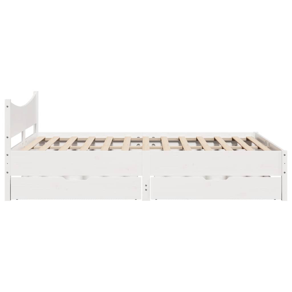 vidaXL Bed Frame with Drawers White 160x200 cm Solid Wood Pine