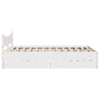vidaXL Bed Frame with Drawers White 160x200 cm Solid Wood Pine