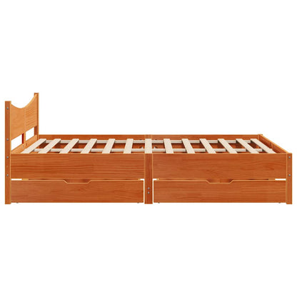 vidaXL Bed Frame with Drawers Wax Brown 160x200 cm Solid Wood Pine