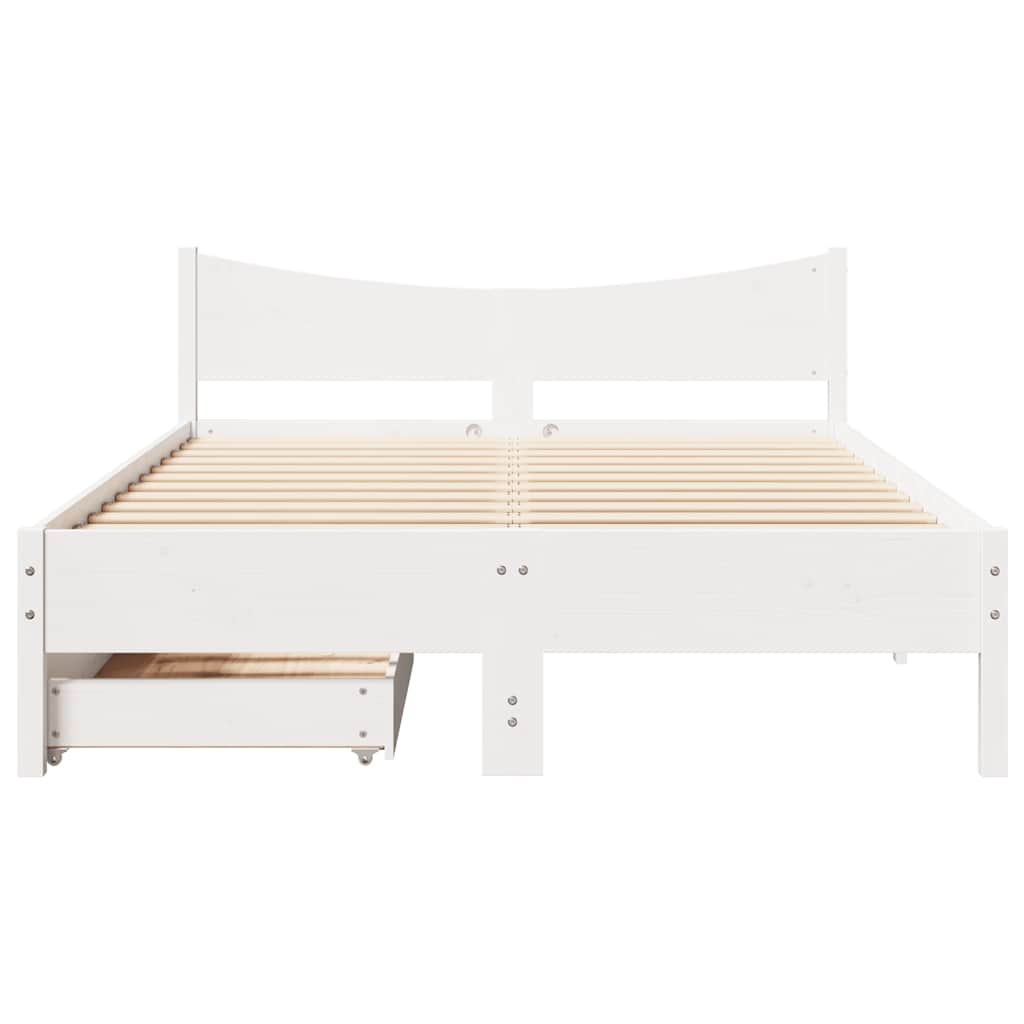 vidaXL Bed Frame with Drawers White 140x200 cm Solid Wood Pine