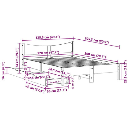 vidaXL Bed Frame with Drawers White 120x200 cm Solid Wood Pine