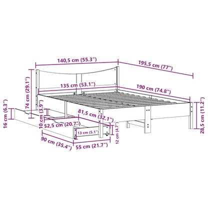 vidaXL Bed Frame with Drawers 135x190 cm Double Solid Wood Pine
