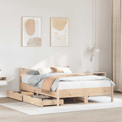 vidaXL Bed Frame with Drawers 120x190 cm Small Double Solid Wood Pine