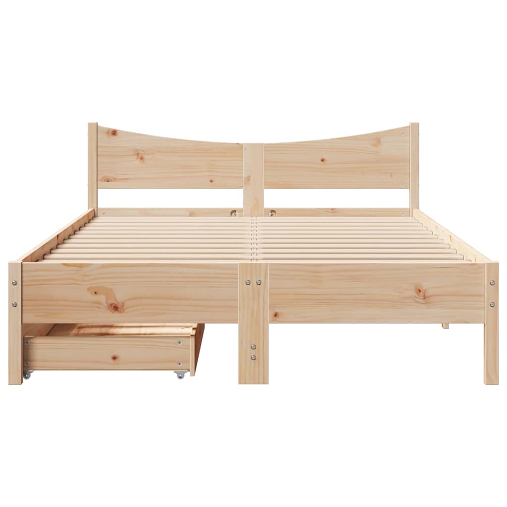 vidaXL Bed Frame with Drawers 120x190 cm Small Double Solid Wood Pine