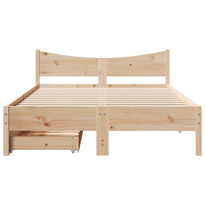 vidaXL Bed Frame with Drawers 120x190 cm Small Double Solid Wood Pine